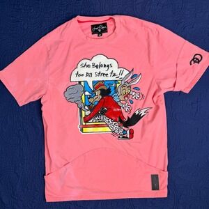 Frost‎ Origs Mens She Belongs Too Da Streetz Graphic T-Shirt Pink Medium Read